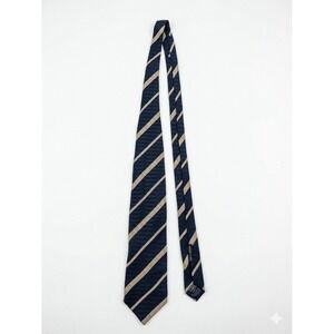 Giorgio Armani Tie Mens Blue/Brown Sz 57x4' Silk Blend Designed Striped Classic